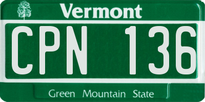 VT license plate CPN136