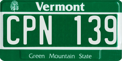 VT license plate CPN139