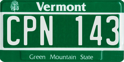 VT license plate CPN143