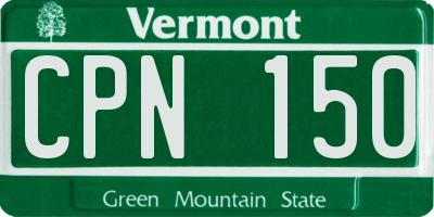 VT license plate CPN150