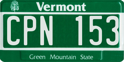 VT license plate CPN153