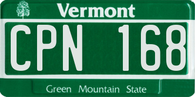 VT license plate CPN168