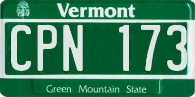 VT license plate CPN173