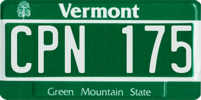 VT license plate CPN175