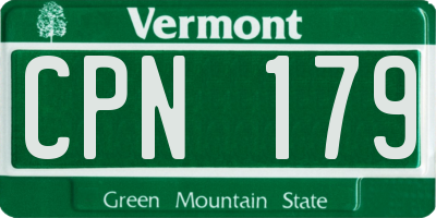 VT license plate CPN179