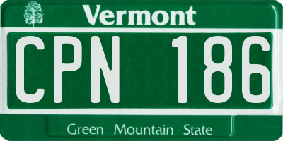 VT license plate CPN186