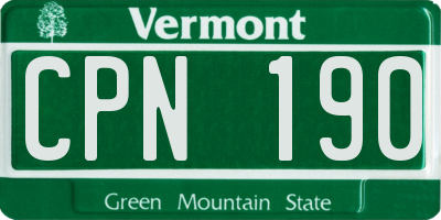 VT license plate CPN190