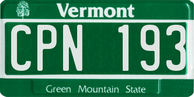VT license plate CPN193