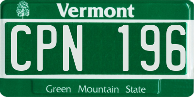VT license plate CPN196