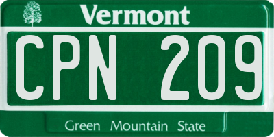 VT license plate CPN209