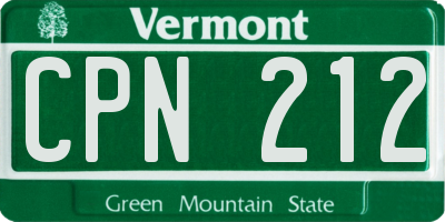 VT license plate CPN212