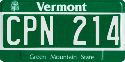 VT license plate CPN214