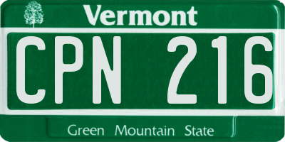 VT license plate CPN216