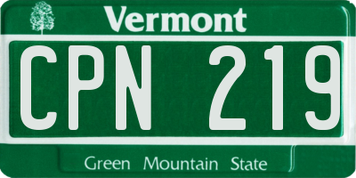VT license plate CPN219