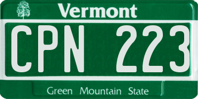 VT license plate CPN223