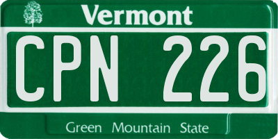 VT license plate CPN226