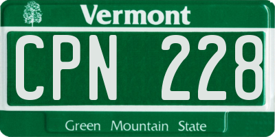 VT license plate CPN228