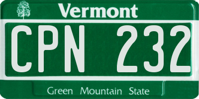 VT license plate CPN232