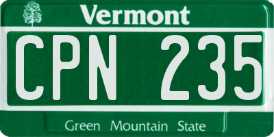 VT license plate CPN235