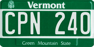 VT license plate CPN240