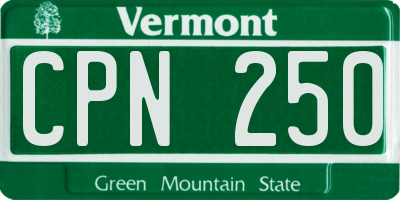 VT license plate CPN250