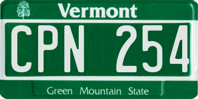 VT license plate CPN254