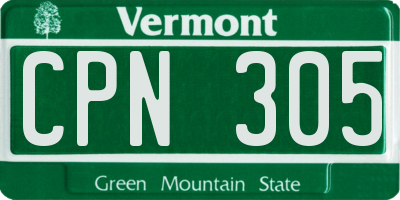 VT license plate CPN305