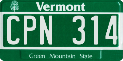 VT license plate CPN314