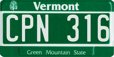 VT license plate CPN316