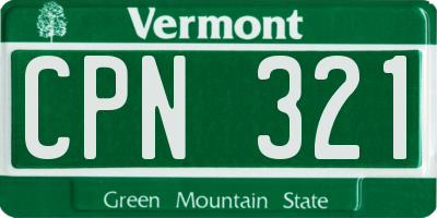 VT license plate CPN321