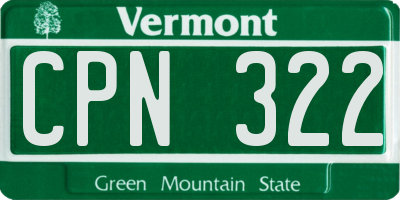 VT license plate CPN322