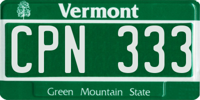 VT license plate CPN333
