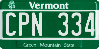 VT license plate CPN334