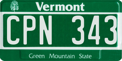 VT license plate CPN343