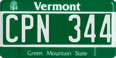 VT license plate CPN344