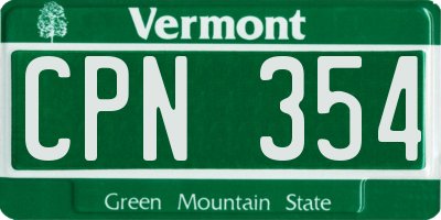 VT license plate CPN354