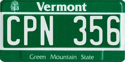 VT license plate CPN356