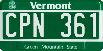 VT license plate CPN361