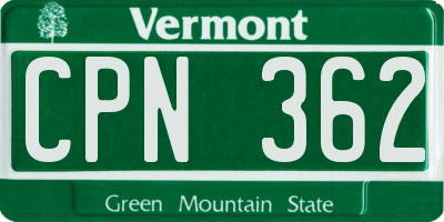 VT license plate CPN362