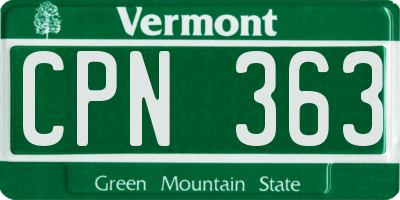 VT license plate CPN363