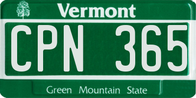 VT license plate CPN365