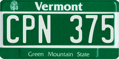 VT license plate CPN375