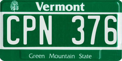 VT license plate CPN376
