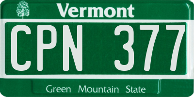 VT license plate CPN377