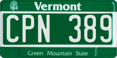 VT license plate CPN389