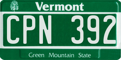 VT license plate CPN392