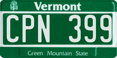 VT license plate CPN399