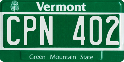 VT license plate CPN402