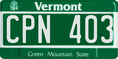 VT license plate CPN403