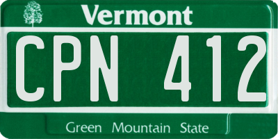 VT license plate CPN412